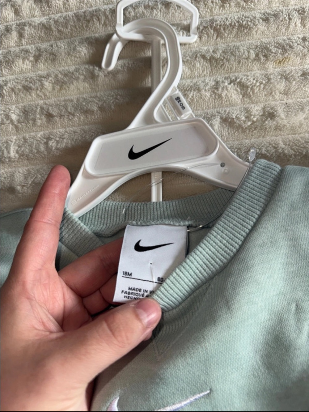 Nike Mint Green Crewneck Sweatshirt with White Swoosh - Picture 2 of 3